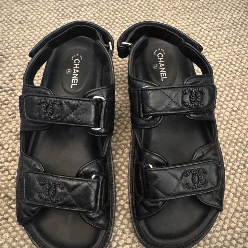 Chanel Lambskin Velcro Dad Sandals